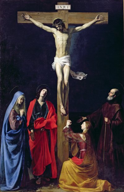 Christ on the Cross with the Virgin, Mary Magdalene, St. John and St. Francis of Paola by Nicolas Tournier